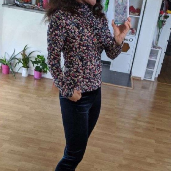 Floral Flower Romantic Long Sleeve Shirt Top - Picture 9 of 13